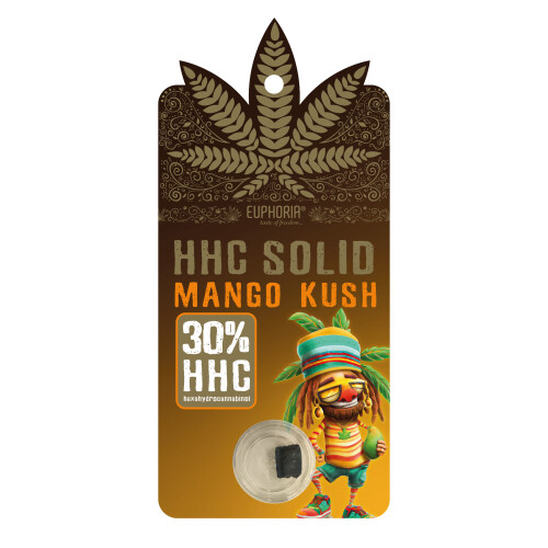 HHC Solid con 30% de HHC, CBD de espectro completo y terpenos de Mango Kush. Una pieza de coleccionista. Con terpenos naturales derivados del cannabis Peso aprox.: 1 g CBD espectro completo THC